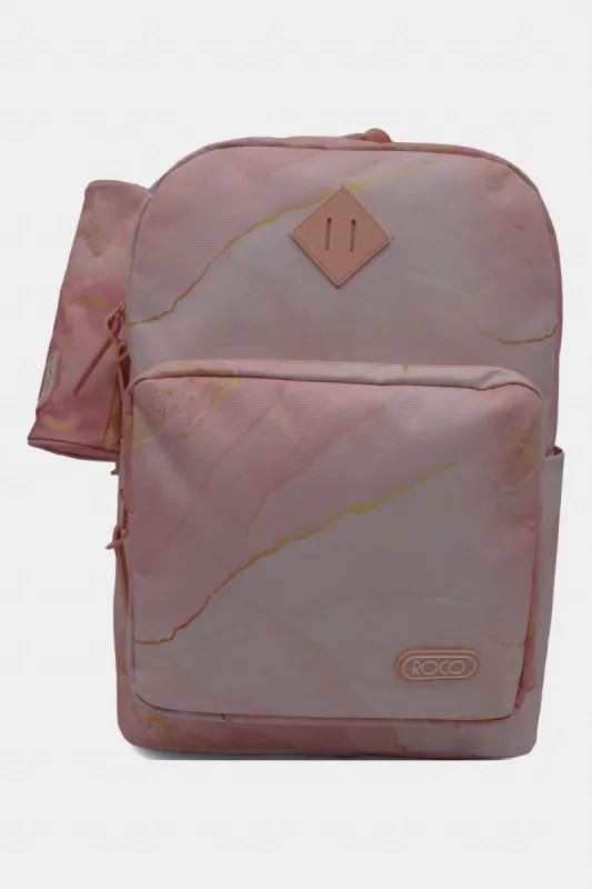 Roco Pink Printed Backpack With Pencil Case And Adjustable Straps (17 Inch) sold by Redtag