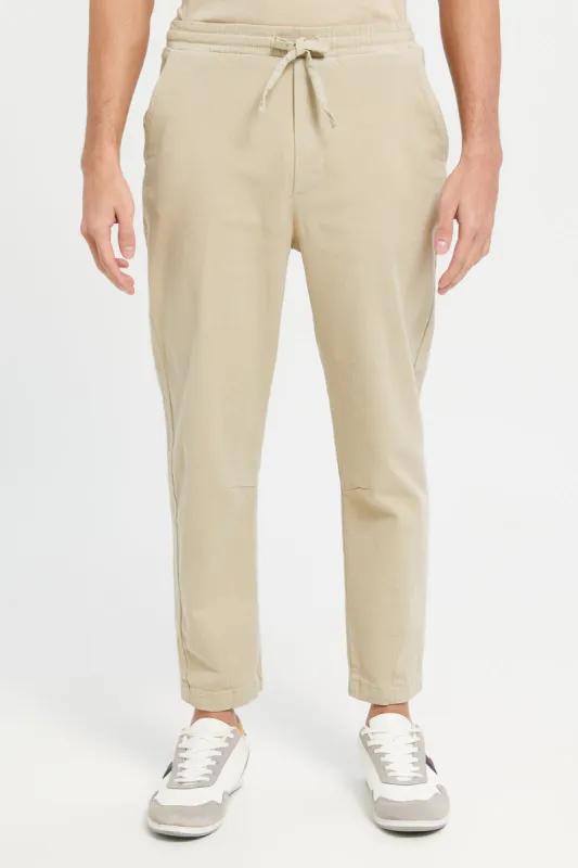Men Beige Jogger Fit Trousers sold by Redtag