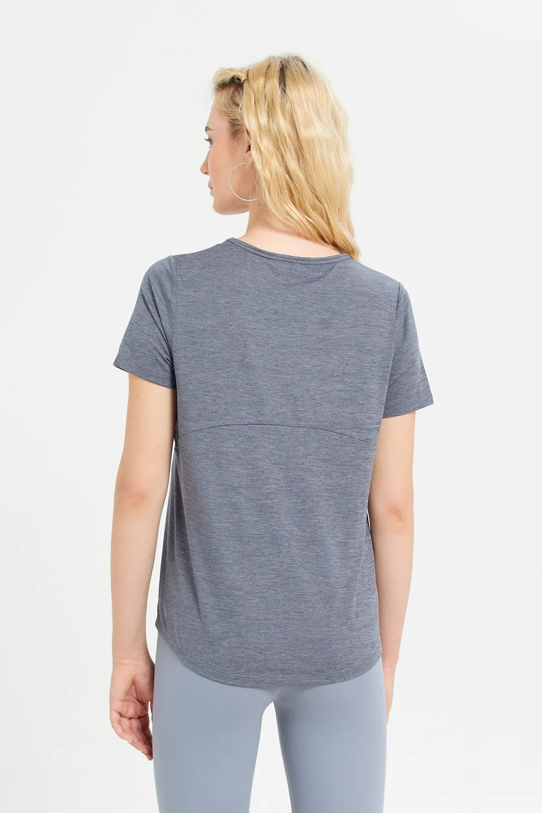 Women Charcoal Performance T-Shirt With Print sold by Redtag product image thumbnail 3