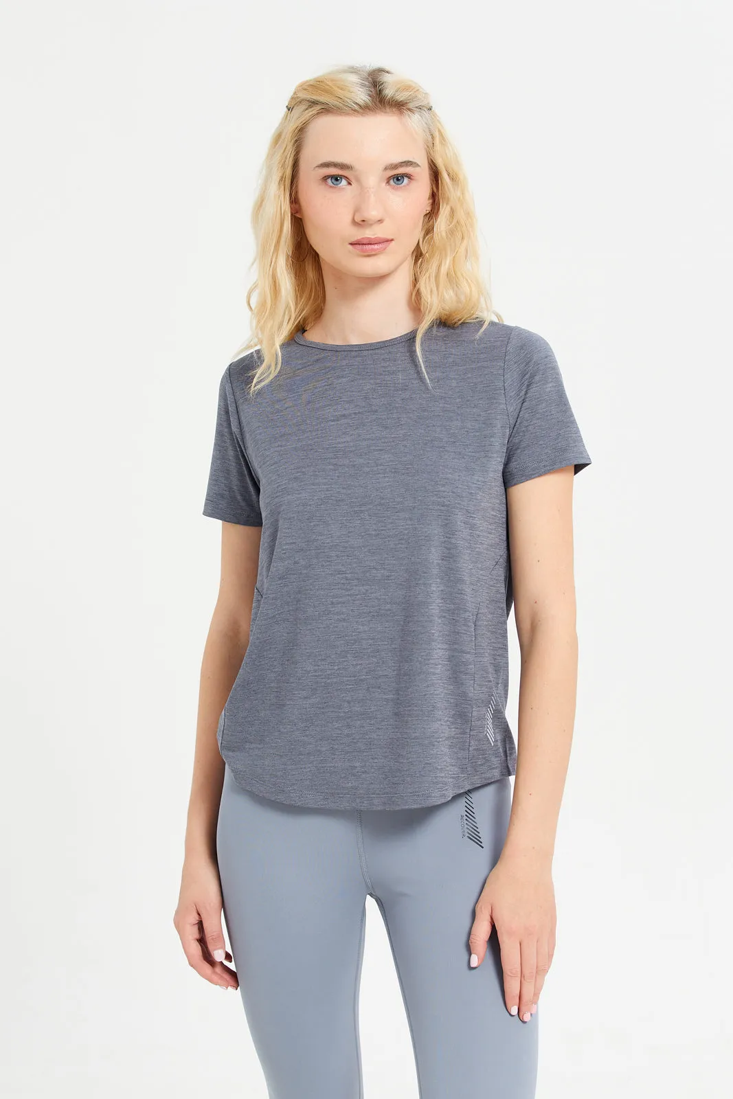 Women Charcoal Performance T-Shirt With Print sold by Redtag