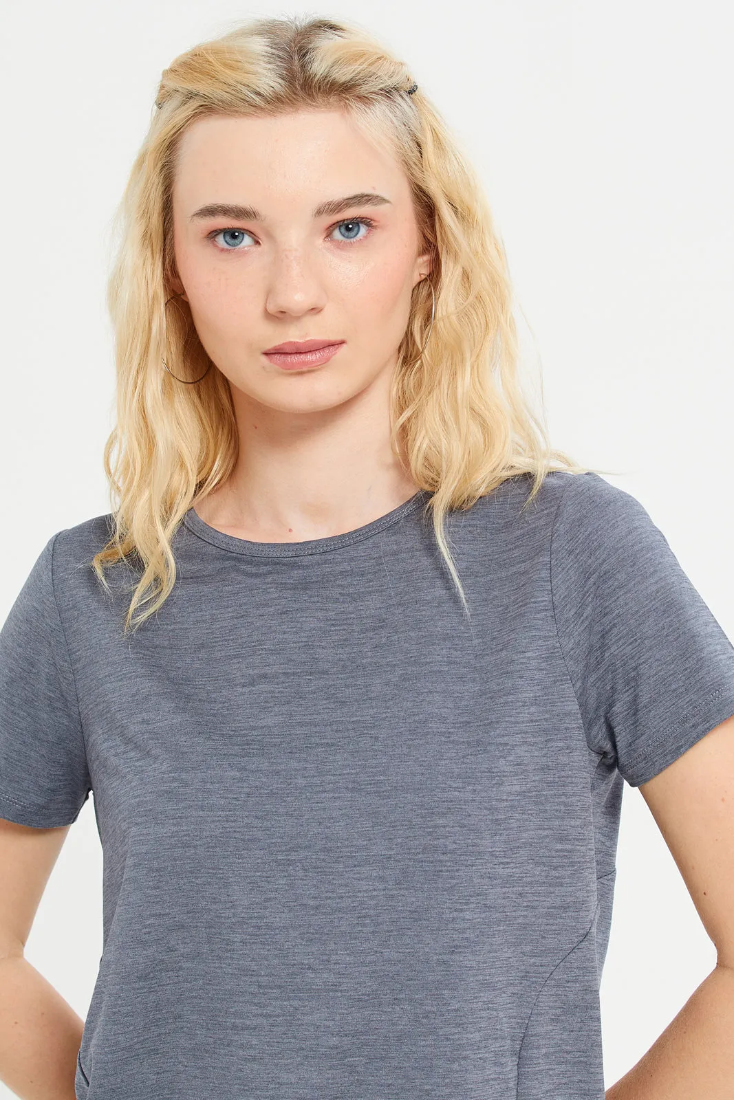 Women Charcoal Performance T-Shirt With Print sold by Redtag product image thumbnail 4