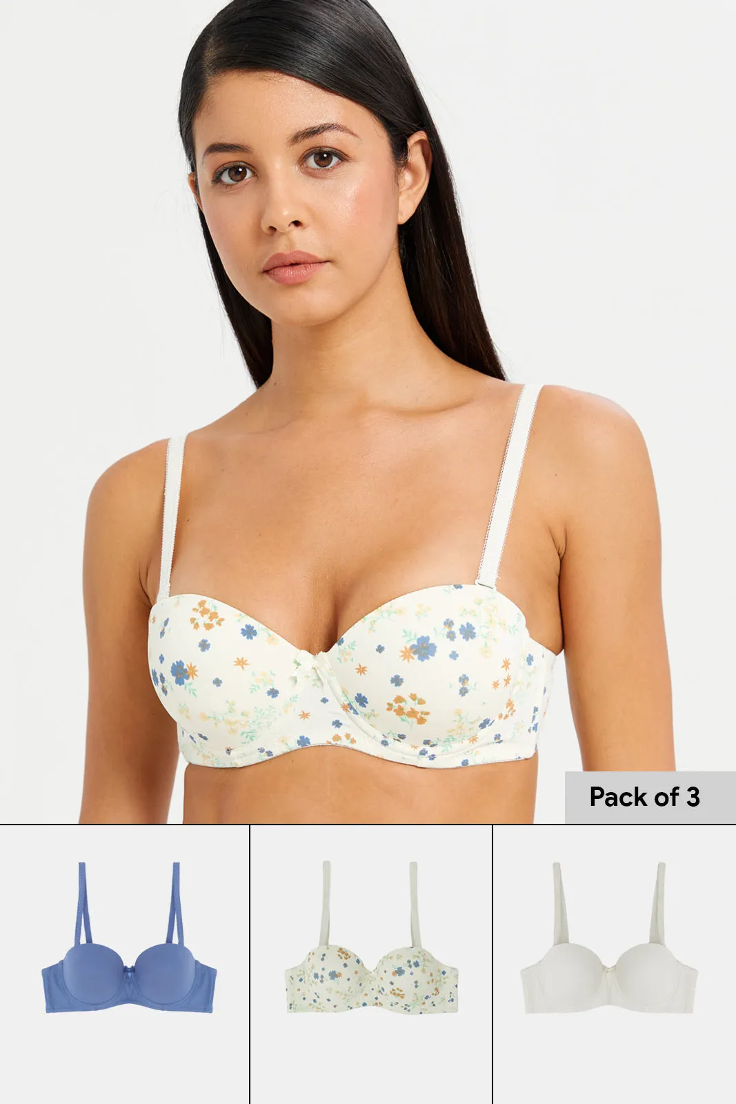 Women Assorted Padded Balconette Bras(Pack of 3) sold by Redtag
