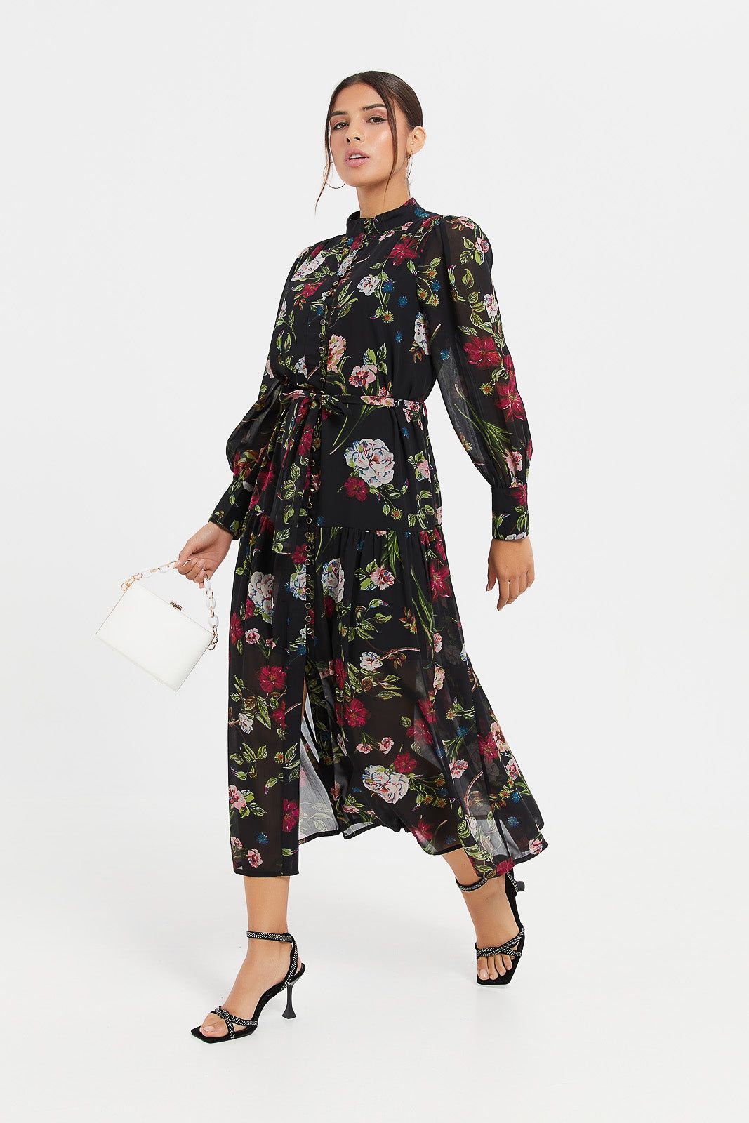 Women Black Printed Long Dress sold by Redtag product image thumbnail 4