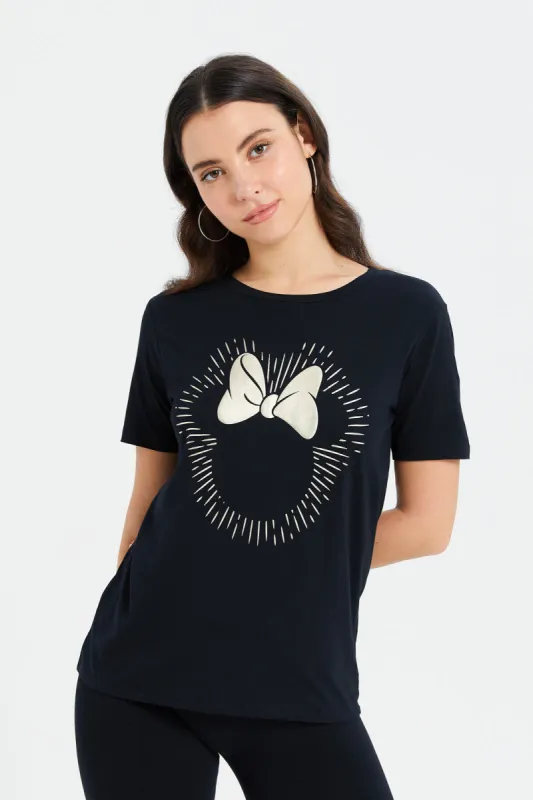 Women Black Minnie Mouse Printed-Shirt sold by Redtag