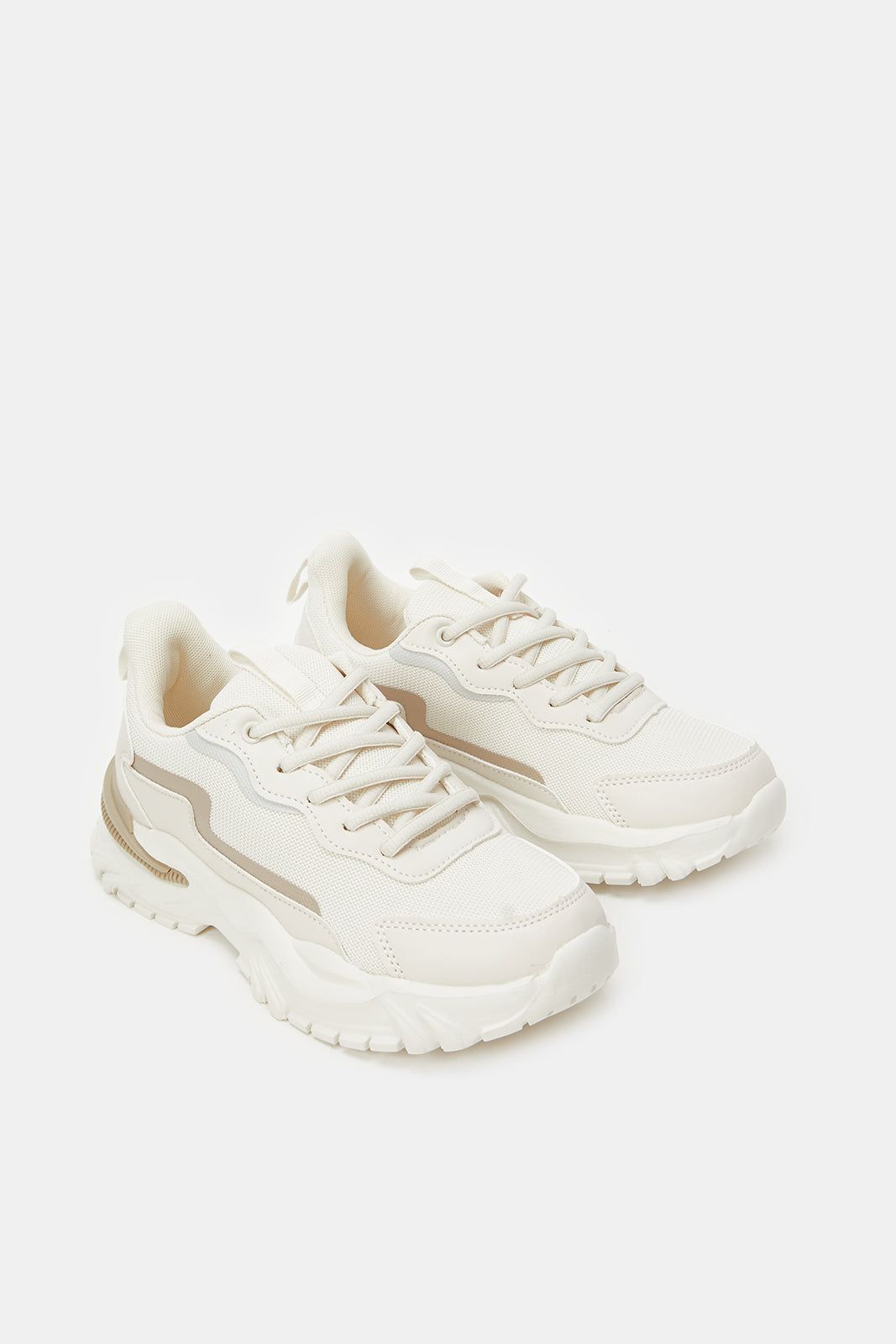 Women White Chunky Lace Up Trainers sold by Redtag product image thumbnail 2