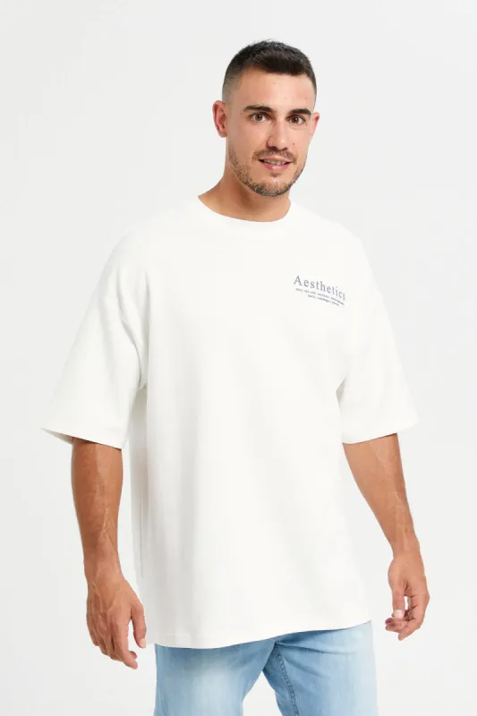 Men White Printed Loose Fit T-Shirt sold by Redtag