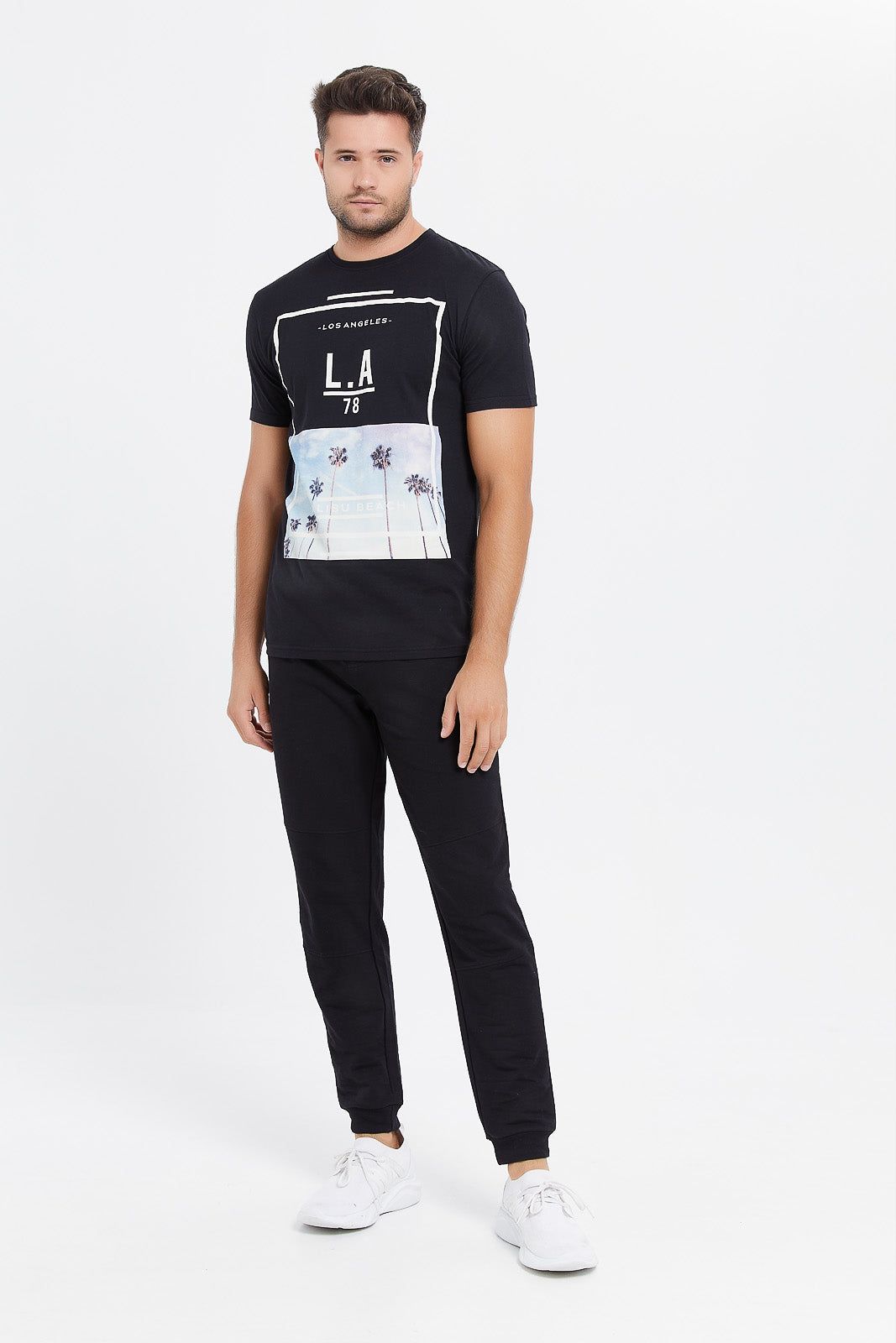 Men Black Stretch Biker Jogger sold by Redtag product image thumbnail 2