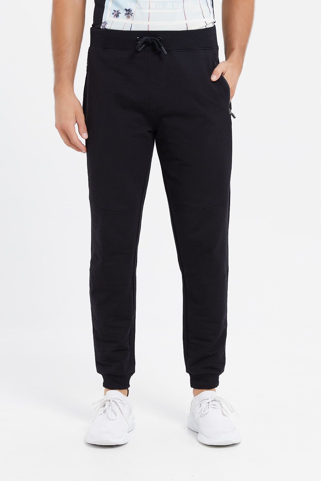 Men Black Stretch Biker Jogger sold by Redtag