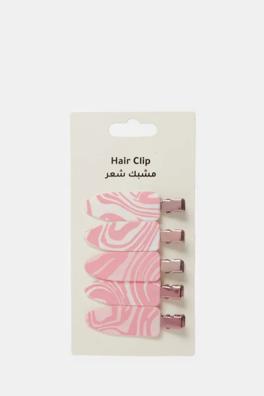 Women Pink And White Hair Clip Set (5 Piece) sold by Redtag