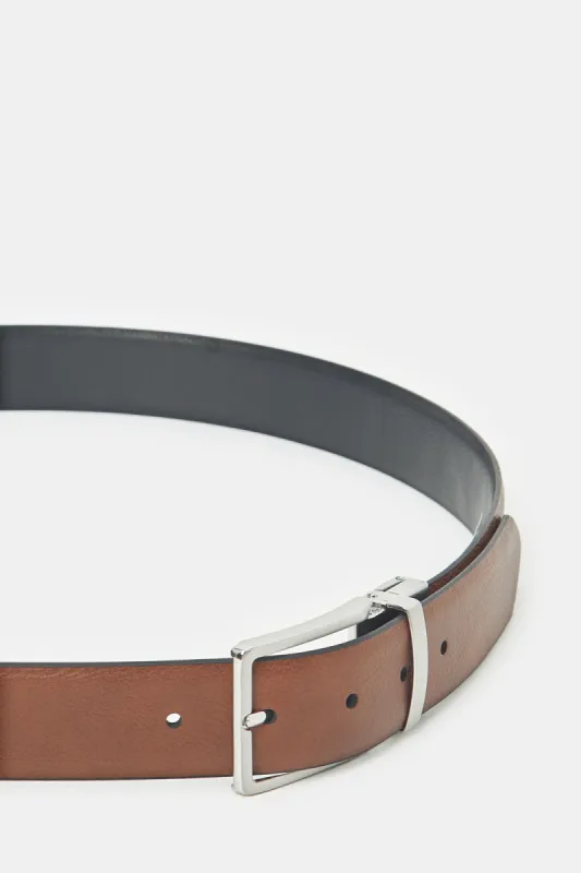 Men Black And Beige Belt With Twist Buckle sold by Redtag