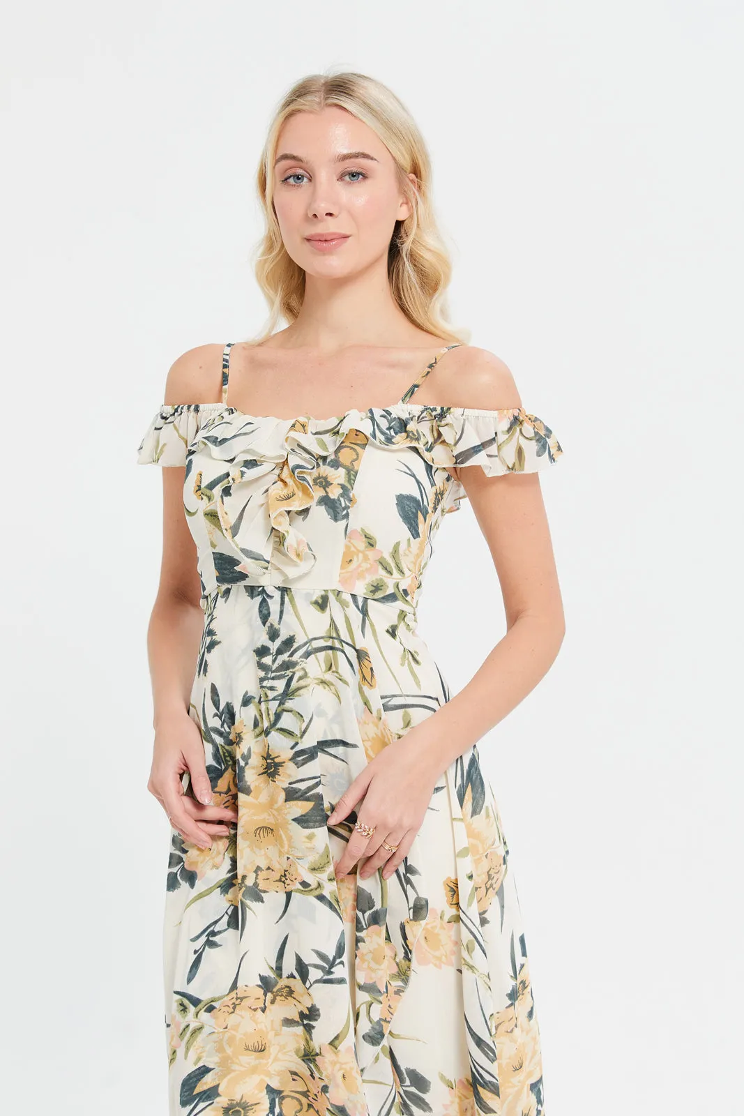 Women Cream Printed Maxi Dress sold by Redtag product image thumbnail 2