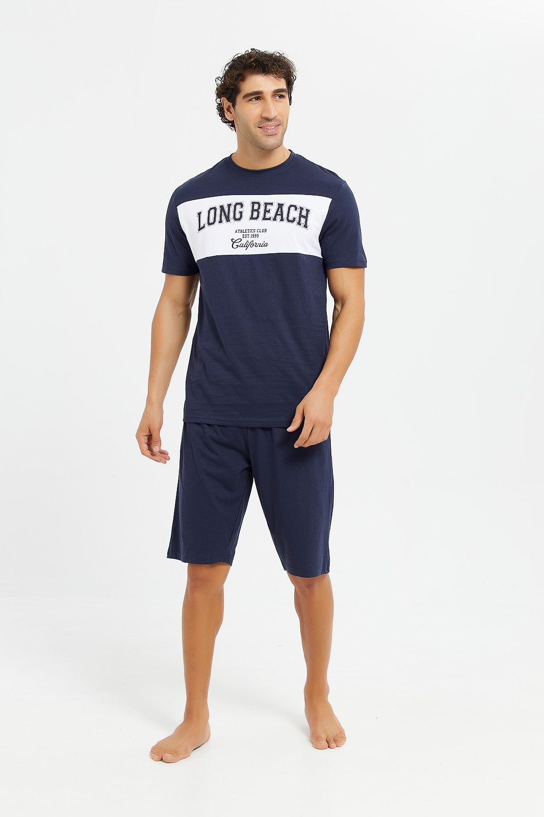 Men Navy Shorts Pyjama Set (2 Piece) sold by Redtag