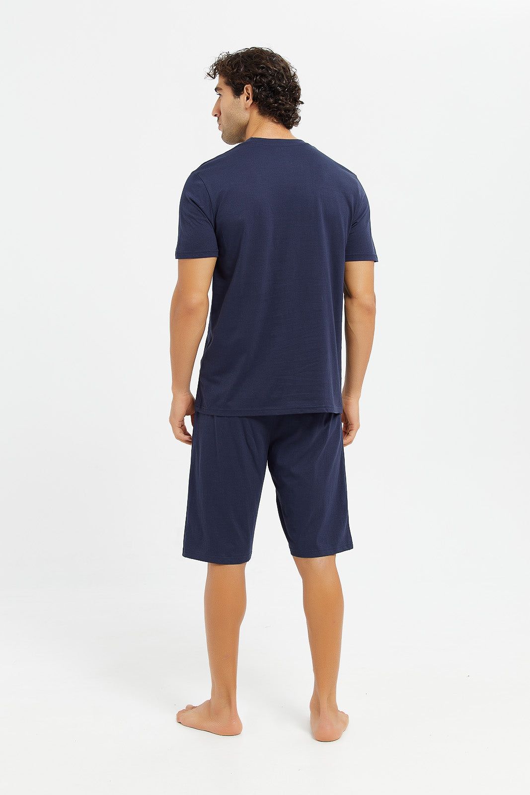 Men Navy Shorts Pyjama Set (2 Piece) sold by Redtag product image thumbnail 4