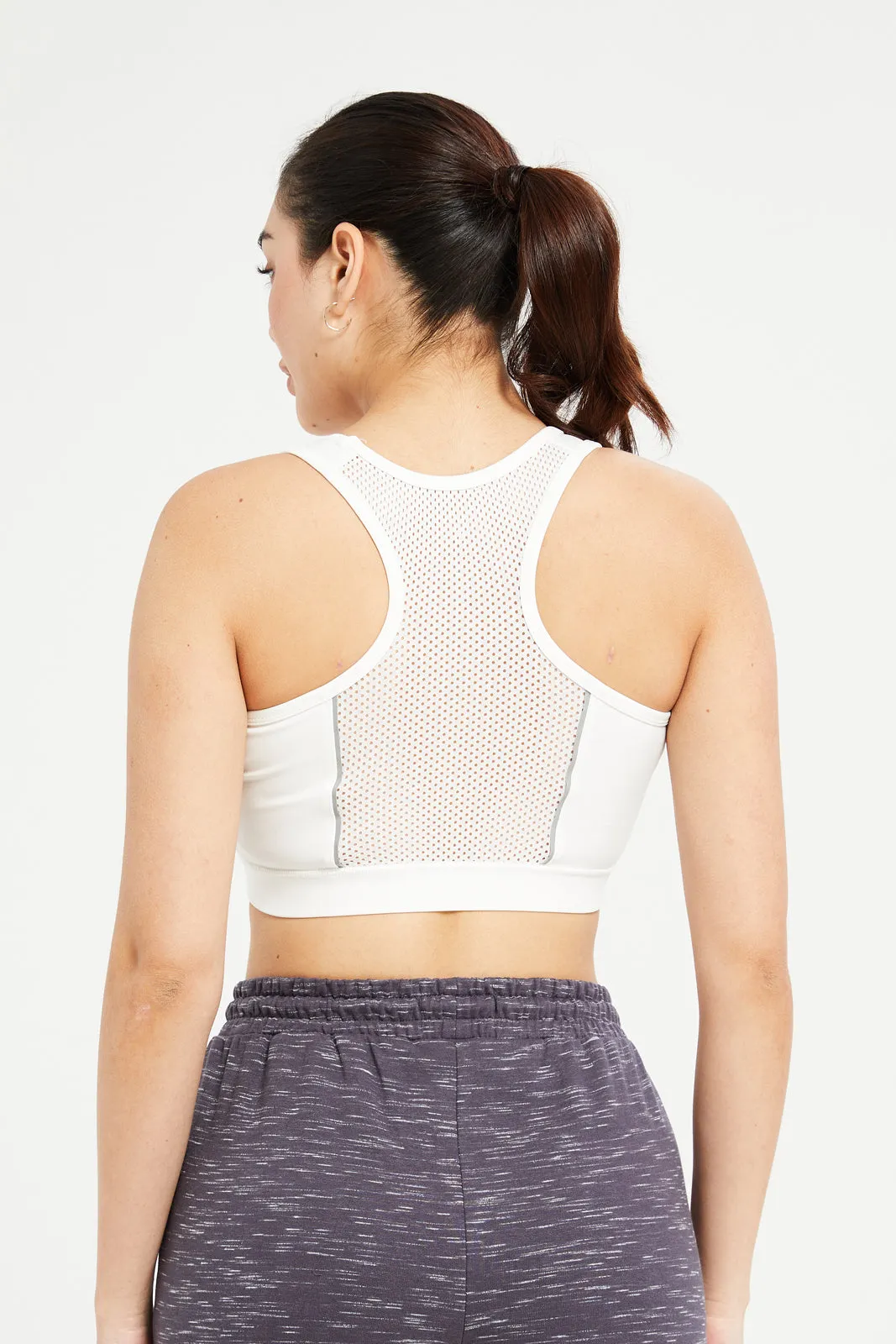 Women White Sports Bra With Reflector sold by Redtag product image thumbnail 3