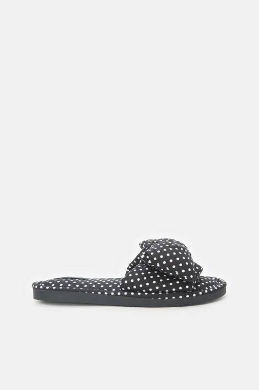 Women Black Polka Dots Slipper sold by Redtag