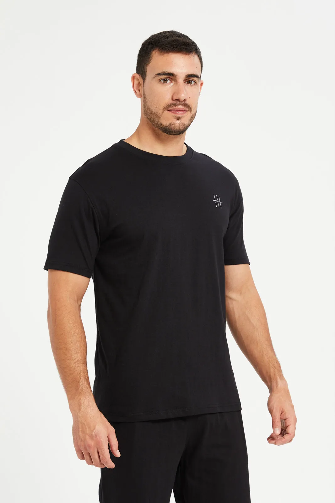 Men Black Short Sleeves Pyjama Set (2 Piece) sold by Redtag product image thumbnail 3