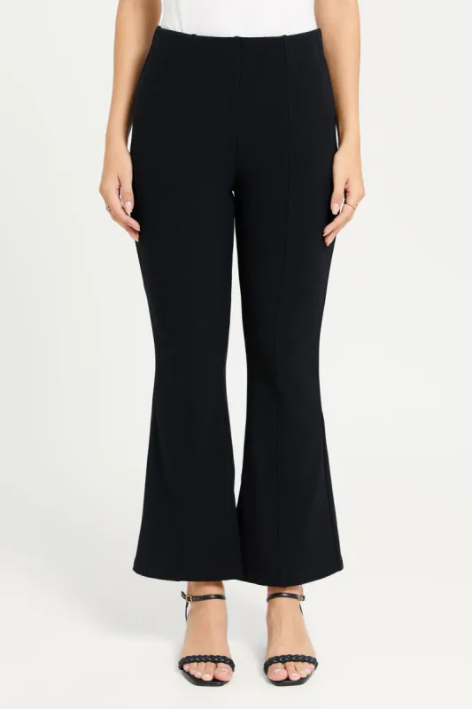 Women Black Flared Trousers sold by Redtag