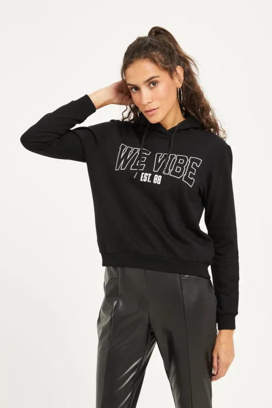 Women Black We Vibe Printed Sweatshirt sold by Redtag