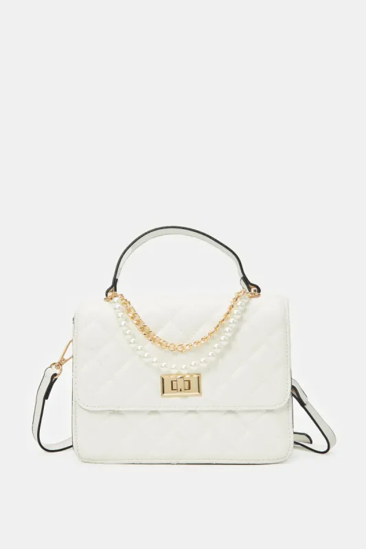 Women White Quilted Cross Body Bag sold by Redtag