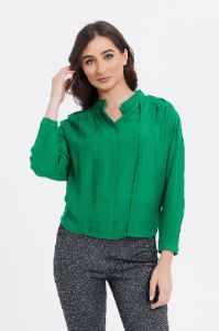 Women Green Pleated Blouse sold by Redtag