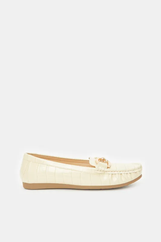 Women Beige Chain Patent Moccasins sold by Redtag