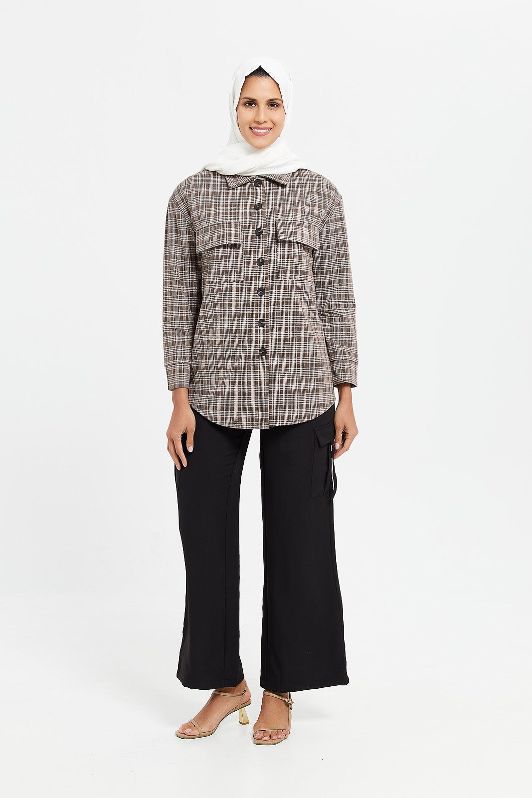 Women Brown Checkered Jacket sold by Redtag product image thumbnail 2