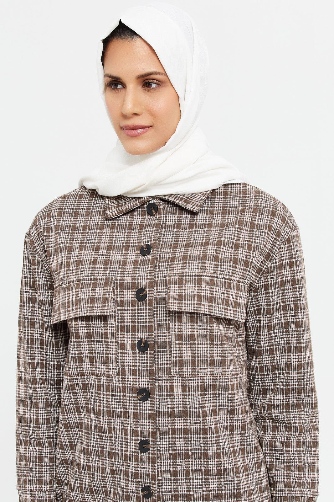 Women Brown Checkered Jacket sold by Redtag product image thumbnail 4