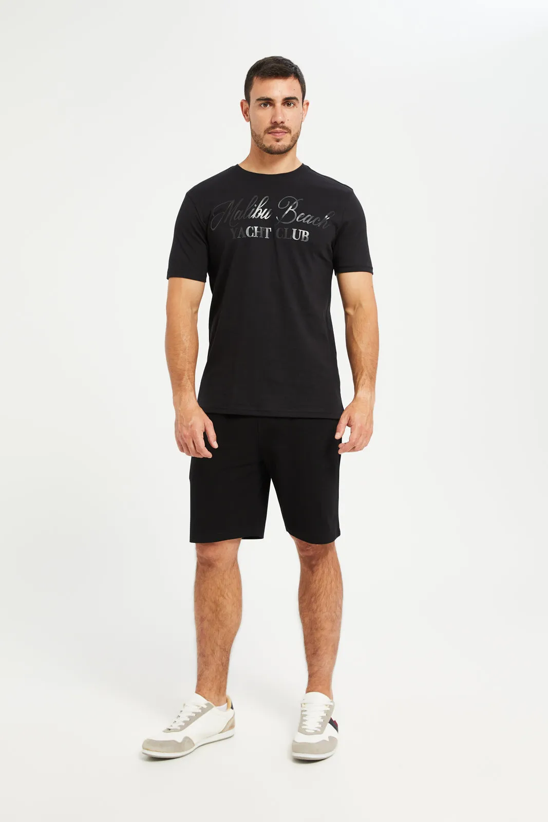 Men Black Foil Print T-Shirt sold by Redtag product image thumbnail 2