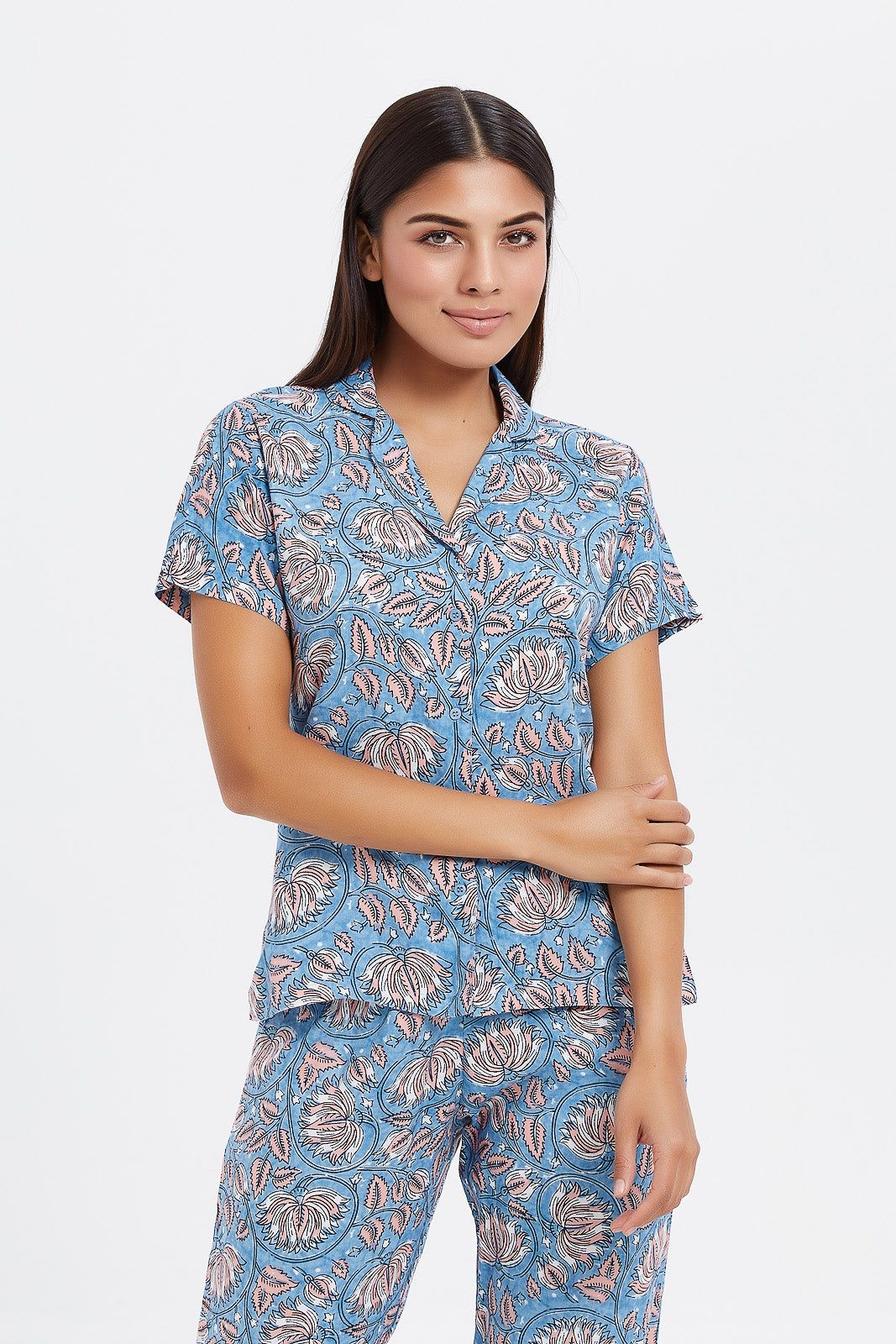 Women Blue Printed Pyjama Set (2 Piece) sold by Redtag product image thumbnail 2