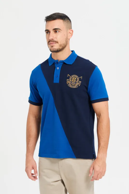 Men Blue And Black Rugby Polo Shirt sold by Redtag