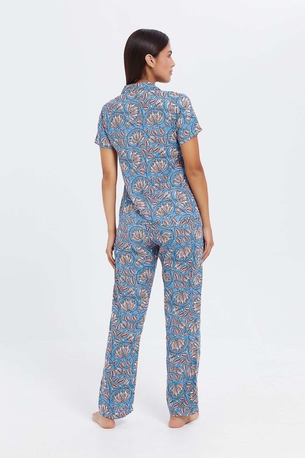 Women Blue Printed Pyjama Set (2 Piece) sold by Redtag product image thumbnail 4