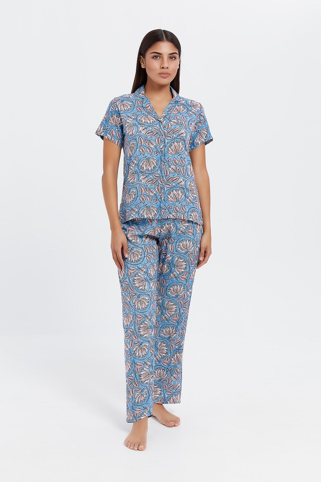 Women Blue Printed Pyjama Set (2 Piece) sold by Redtag