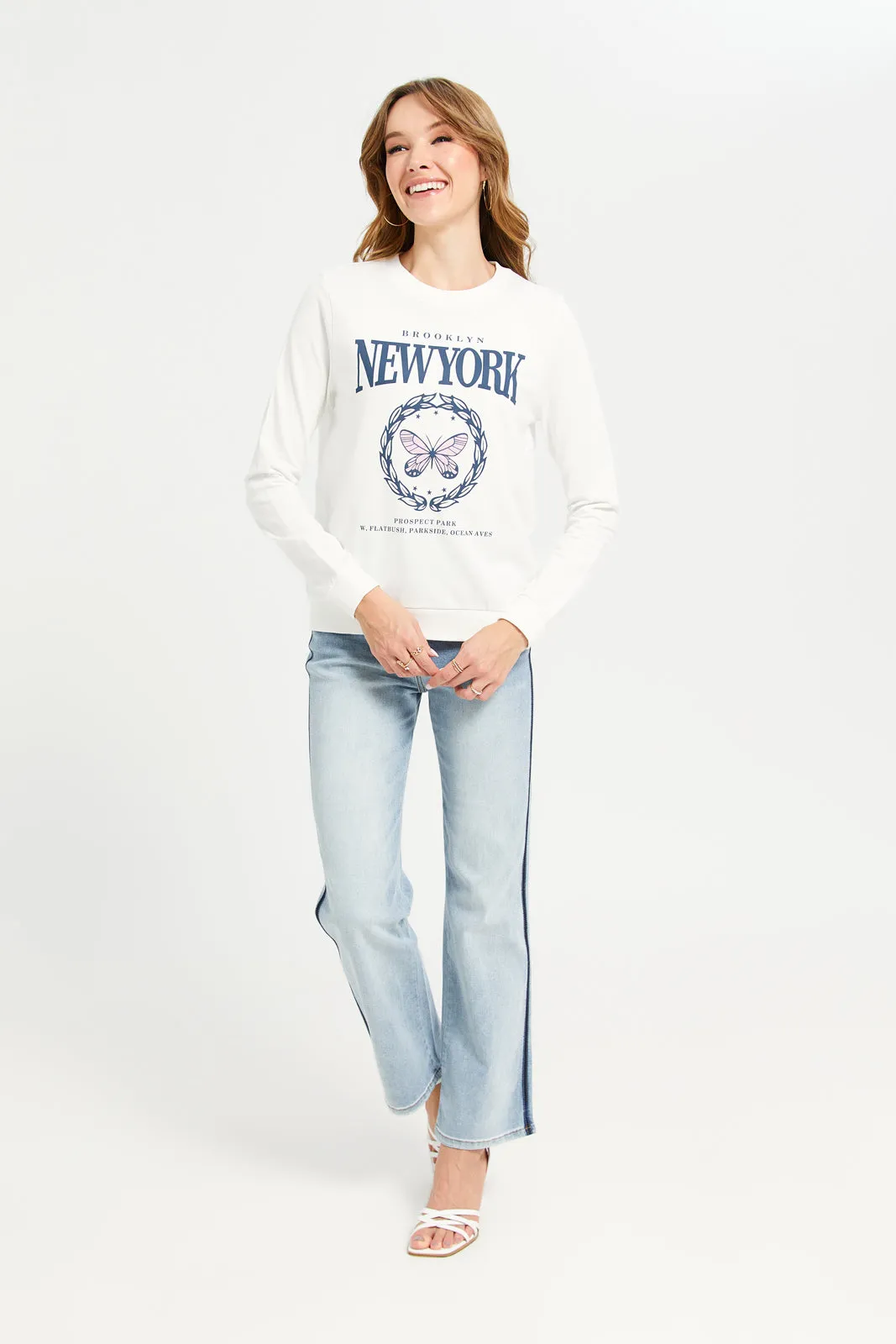 Women White New York Printed Sweatshirt sold by Redtag product image thumbnail 2