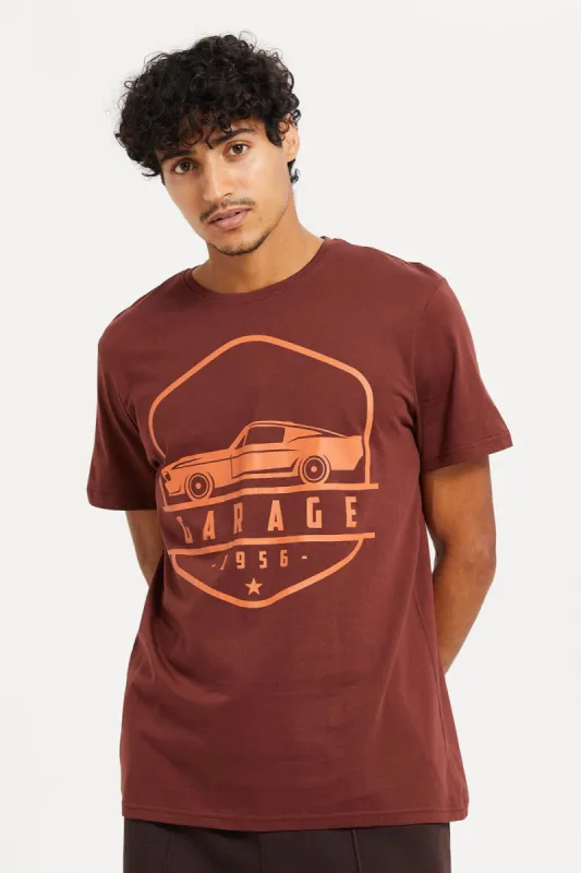 Men Brown Graphic T-Shirt sold by Redtag