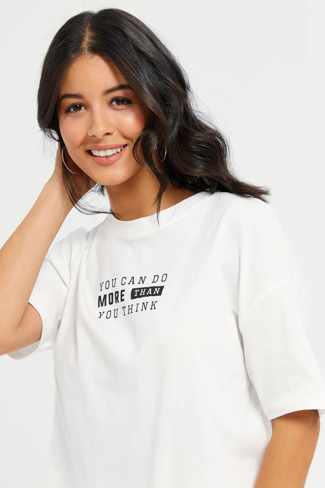 Women White Printed Active T-Shirt sold by Redtag product image thumbnail 4