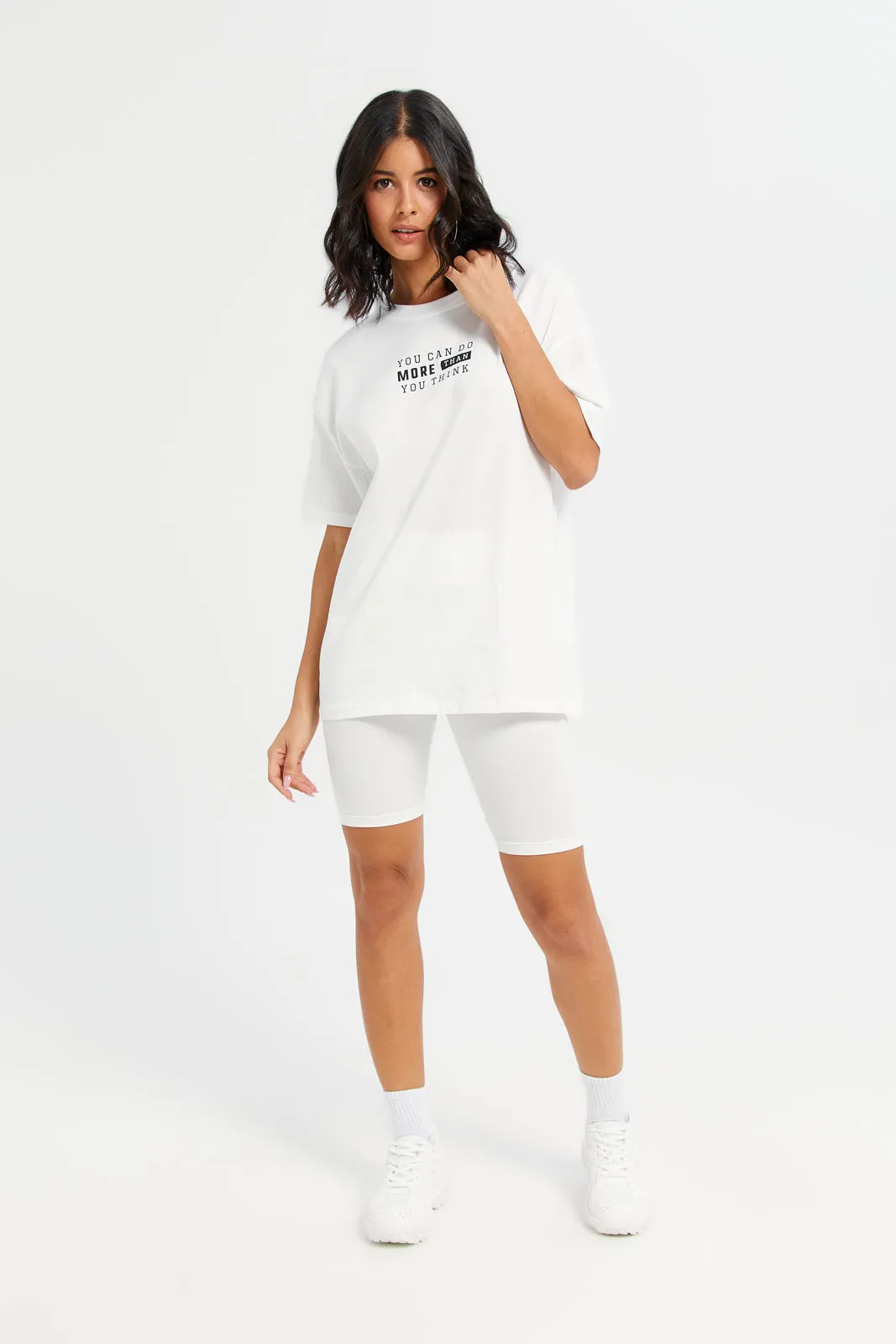 Women White Printed Active T-Shirt sold by Redtag product image thumbnail 2
