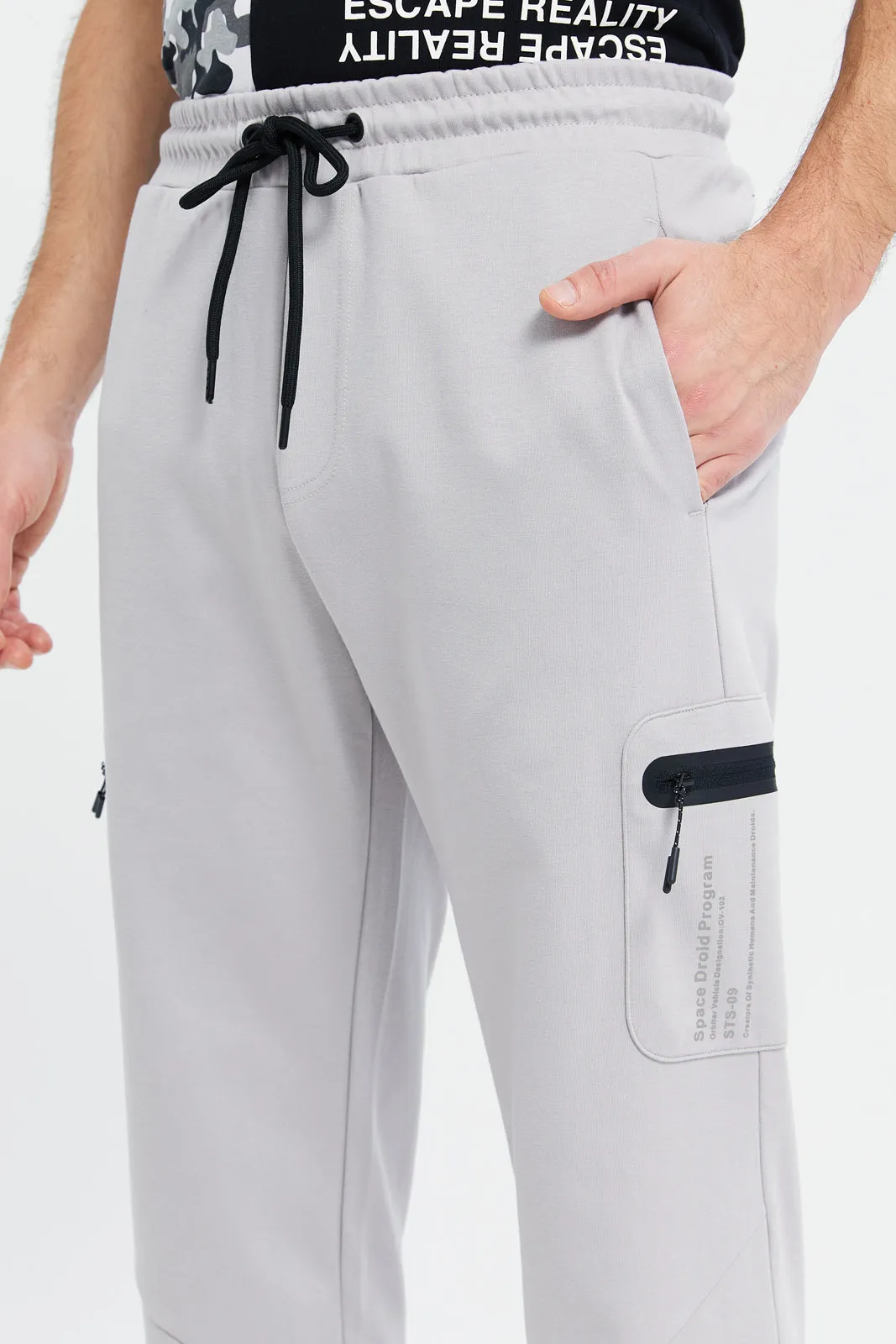 Men Grey Plain Jogger Pants sold by Redtag product image thumbnail 4