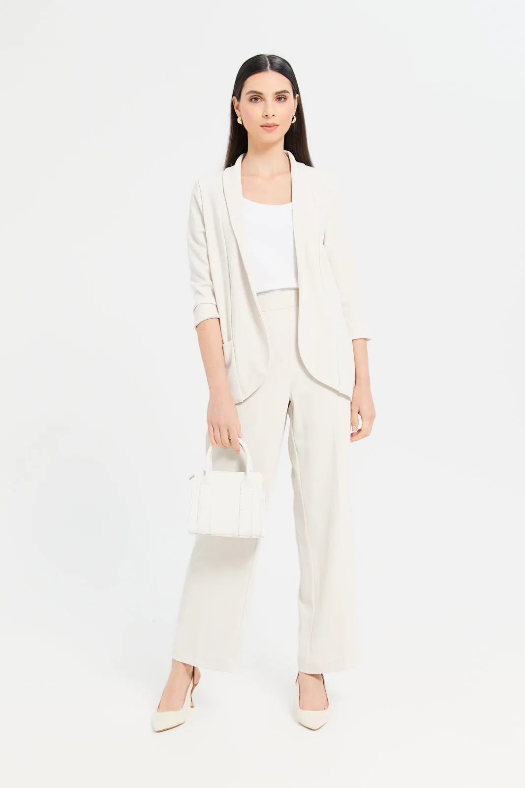 Women Cream Roll-Up Blazer sold by Redtag product image thumbnail 2
