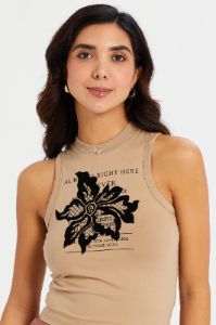 Women Beige Printed T-Shirt sold by Redtag