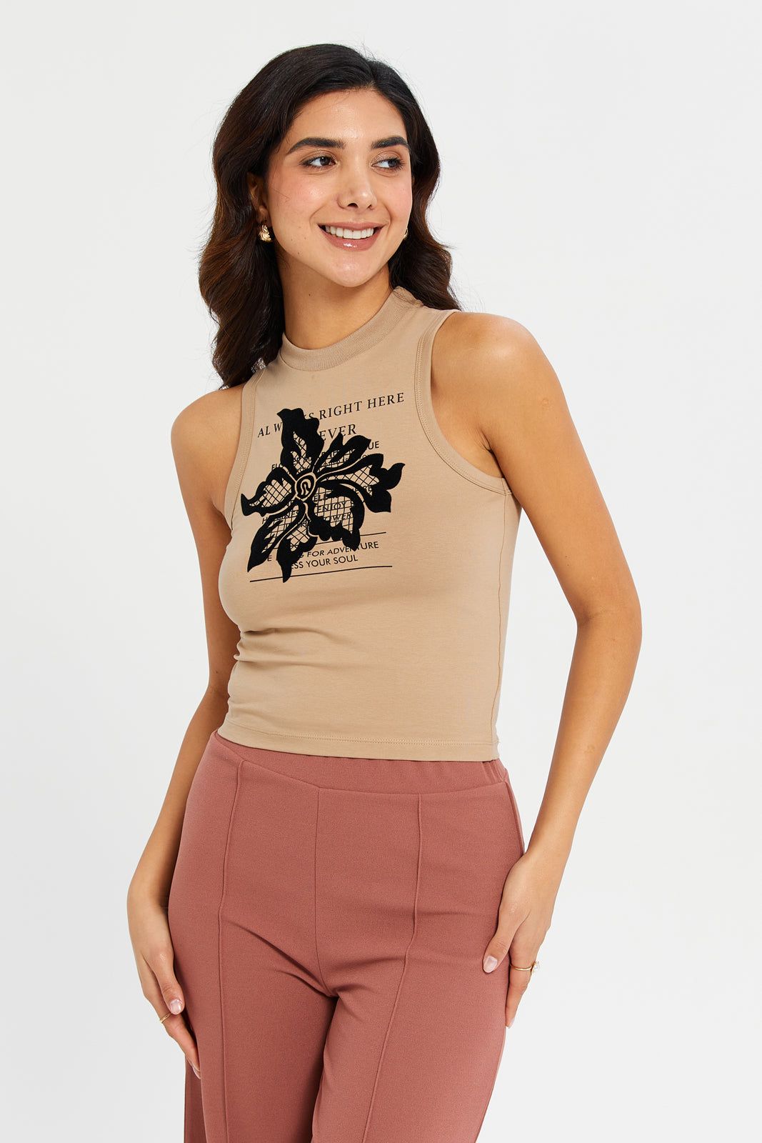 Women Beige Printed T-Shirt sold by Redtag