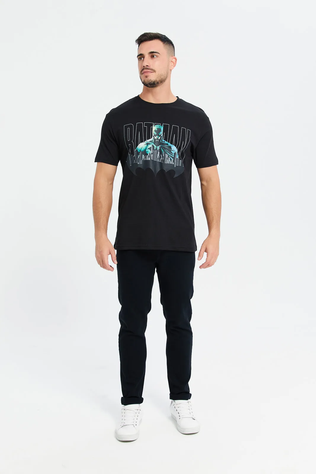 Men Black Batman Print T-Shirt sold by Redtag product image thumbnail 2