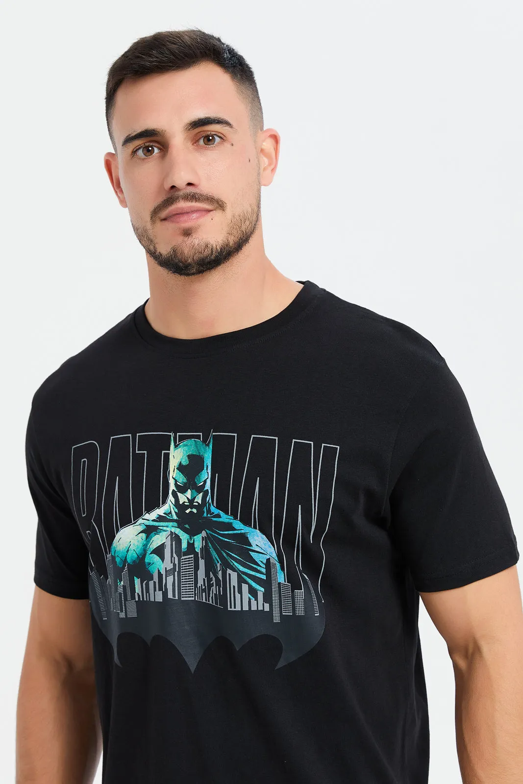 Men Black Batman Print T-Shirt sold by Redtag product image thumbnail 4