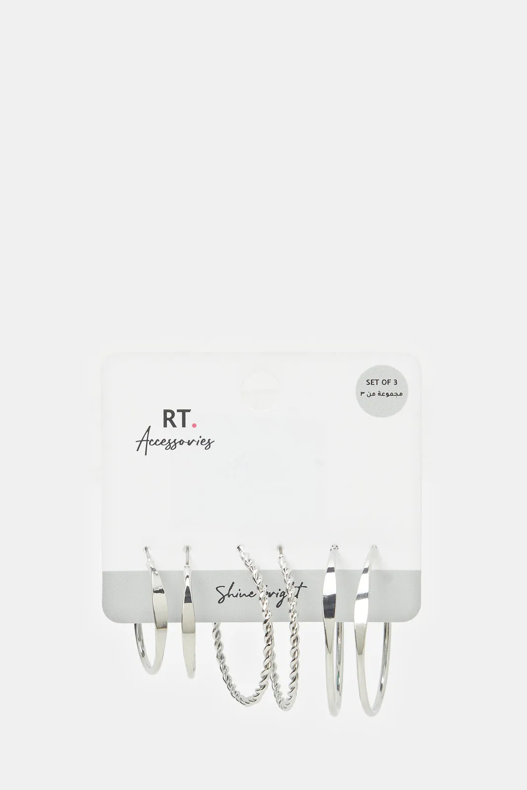 Women Silver Embellished Hope Earrings Set (3 Piars) sold by Redtag