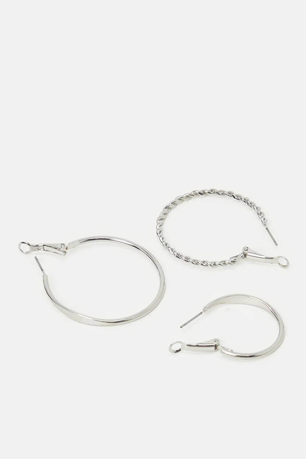 Women Silver Embellished Hope Earrings Set (3 Piars) sold by Redtag product image thumbnail 2