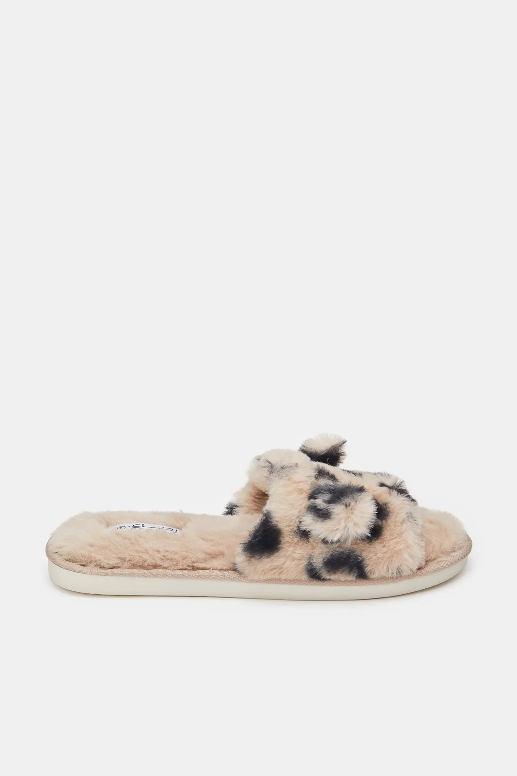 Women Beige Animal Print Slipper sold by Redtag