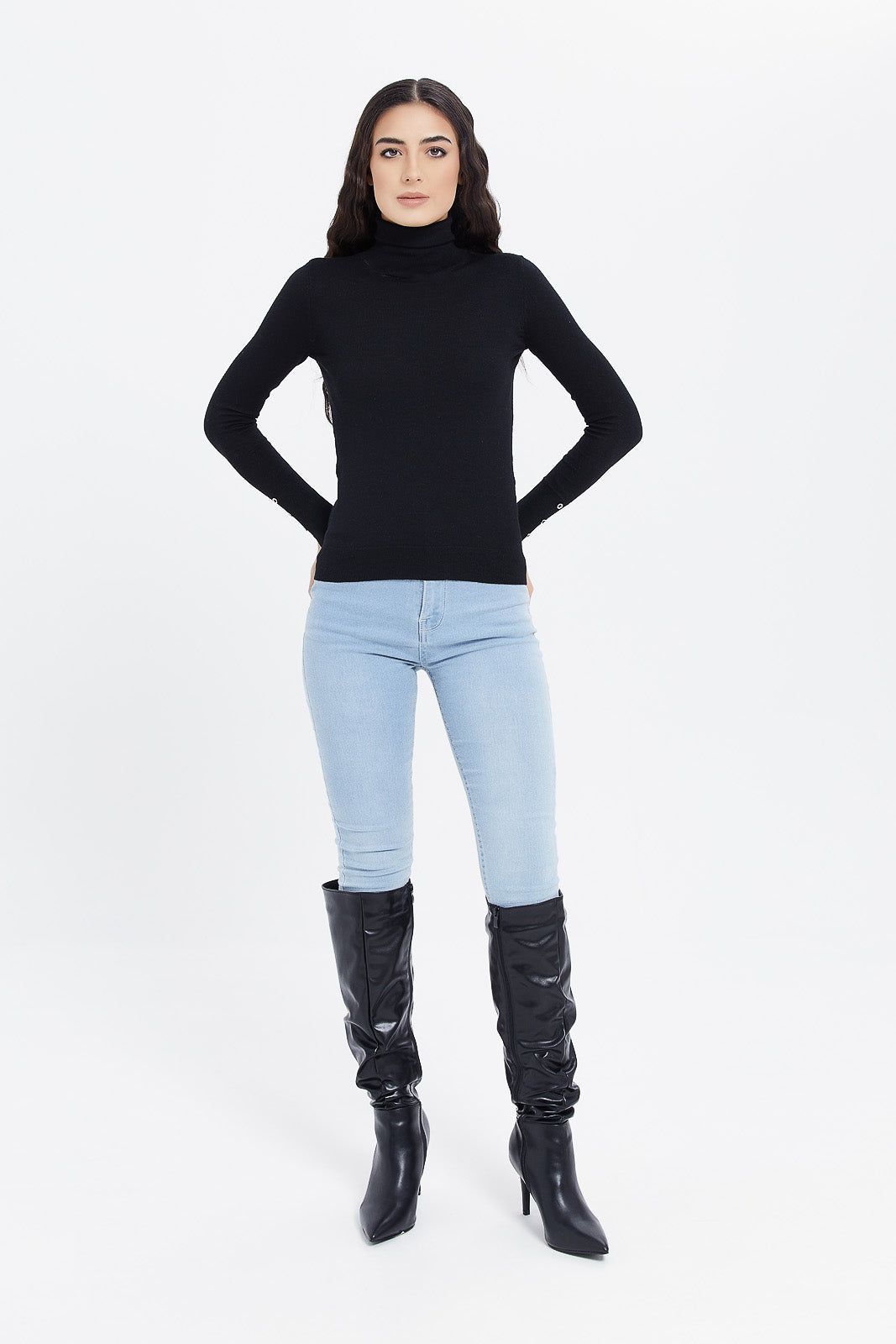 Women Black Turtle Neck Pullover sold by Redtag product image thumbnail 2