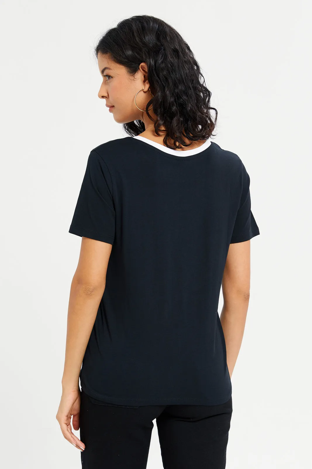 Women Black Mickey Mouse Printed T-Shirt sold by Redtag product image thumbnail 3