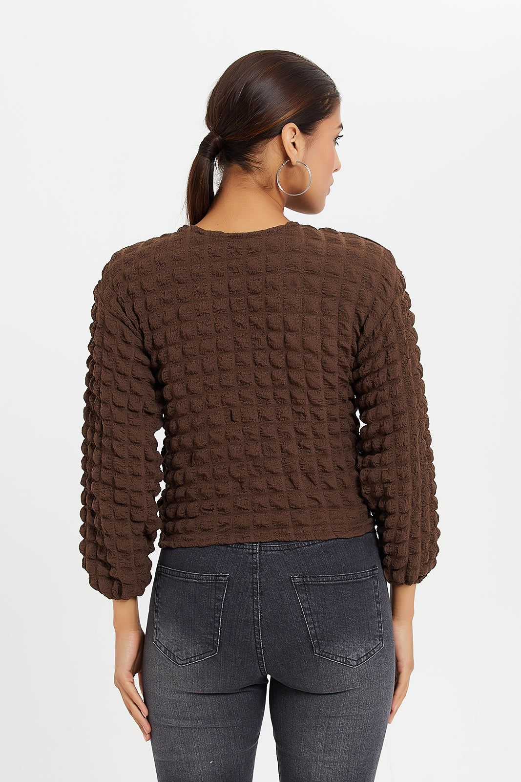 Women Brown Textured Top sold by Redtag product image thumbnail 3