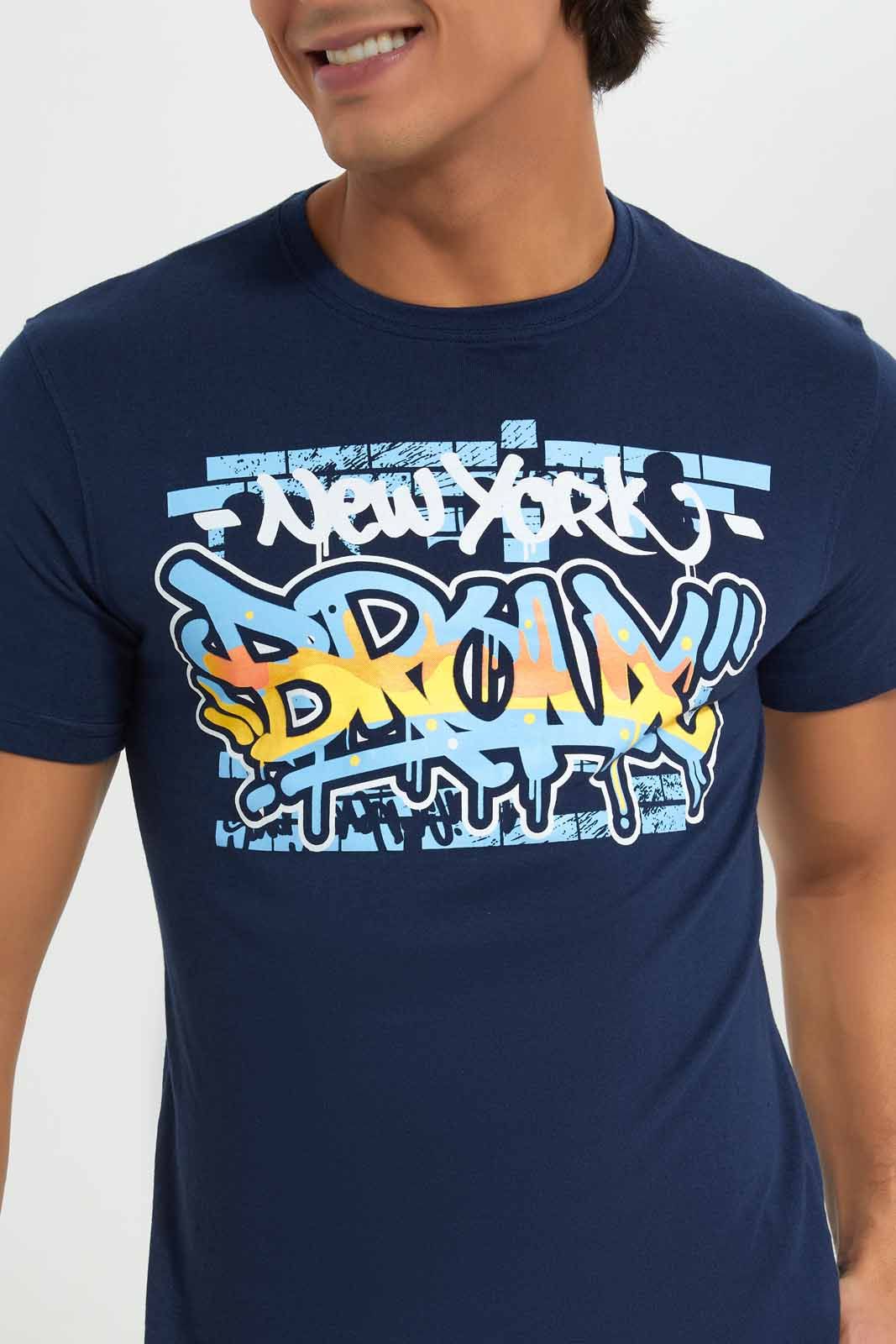 Navy Graphic T-Shirt For Men sold by Redtag product image thumbnail 3