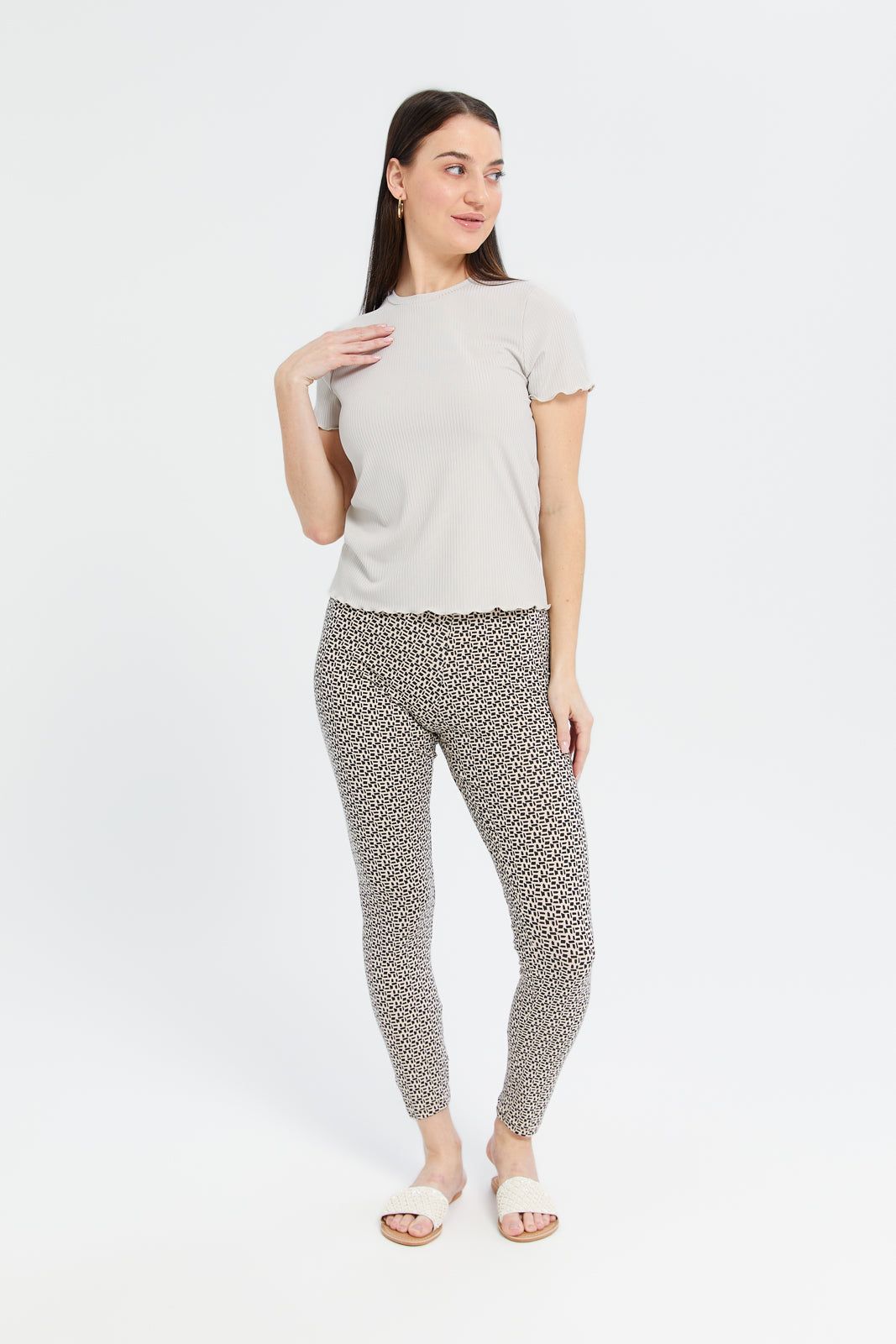 Women Beige And Black Printed Leggings sold by Redtag product image thumbnail 2
